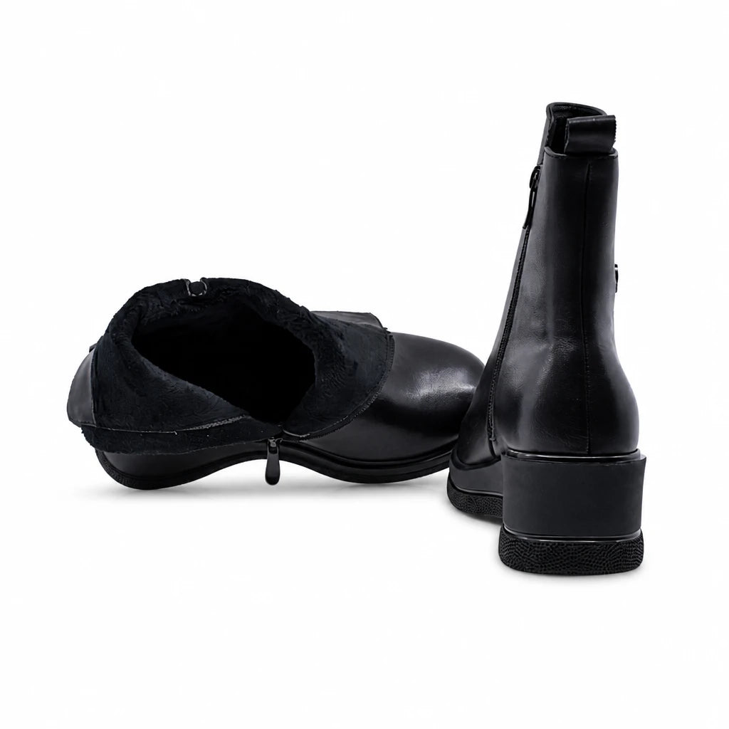 Ghete dama casual Anna Viotti piele naturala D124-BQ072 negre