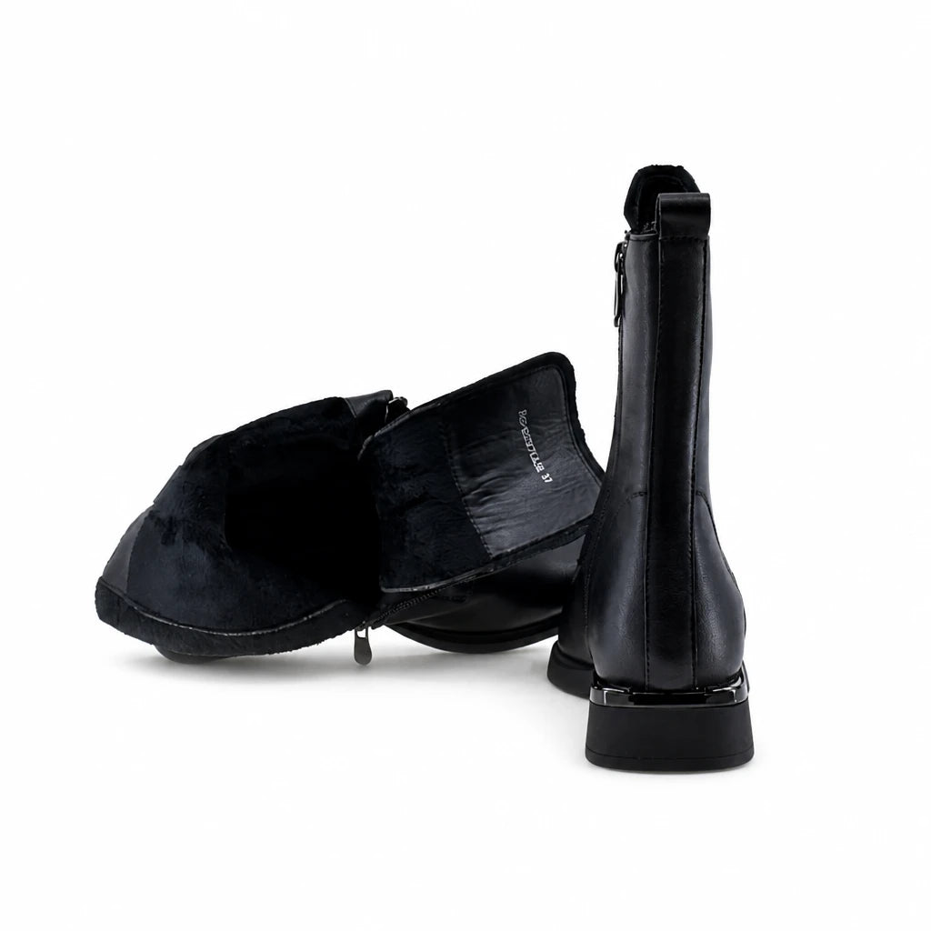Ghete dama casual Sole piele naturala D124-BQ21731 negre