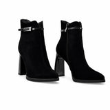 Botine dama elegante Anna Viotti piele intoarsa D106-F10569-A846-14 negre