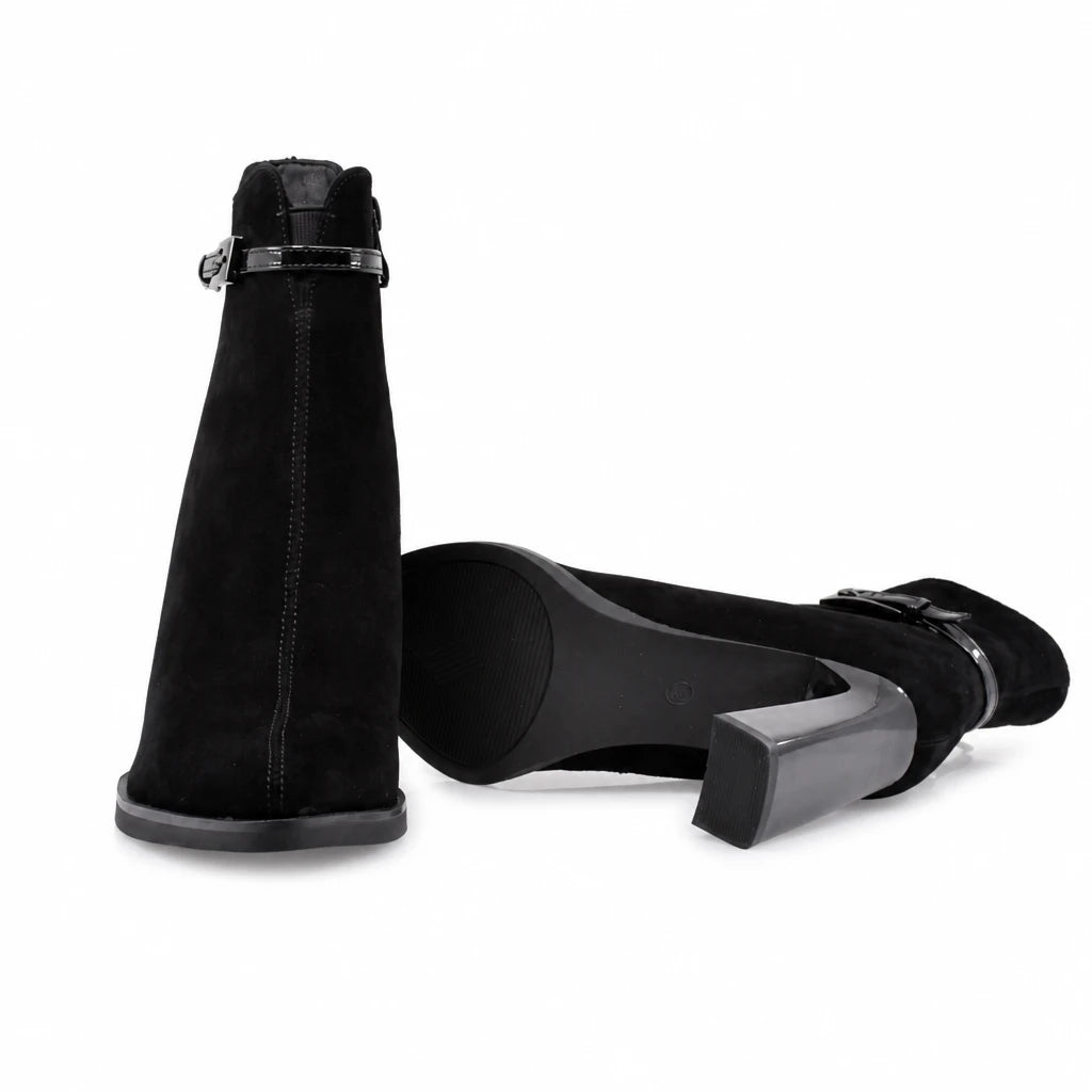 Botine dama elegante Anna Viotti piele intoarsa D106-F10569-A846-14 negre