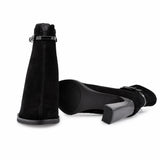 Botine dama elegante Anna Viotti piele intoarsa D106-F10569-A846-14 negre