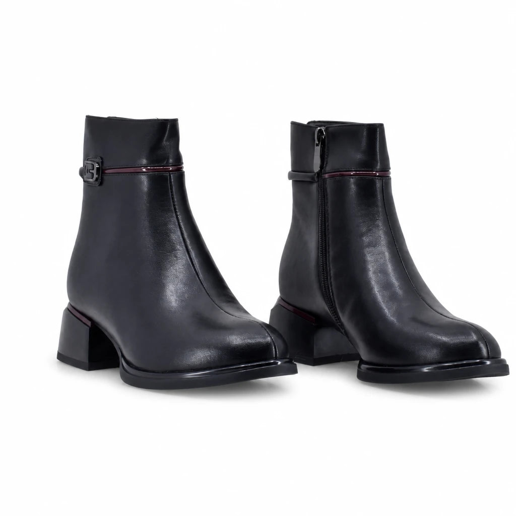 Botine dama elegante Anna Viotti piele naturala D105-4157R-A399-YT64 negre