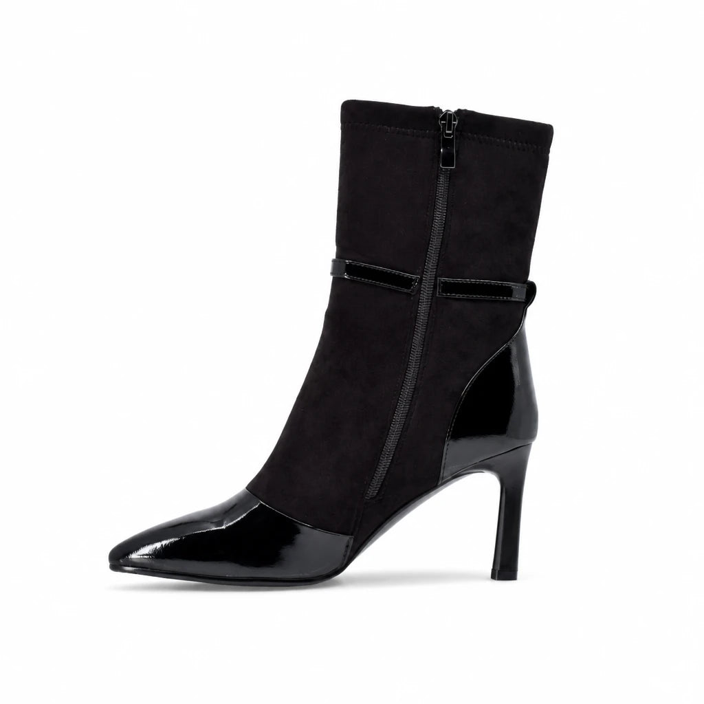 Botine dama elegante Anna Viotti piele intoarsa D106-7Y77-GW833V-H-B-DK maro