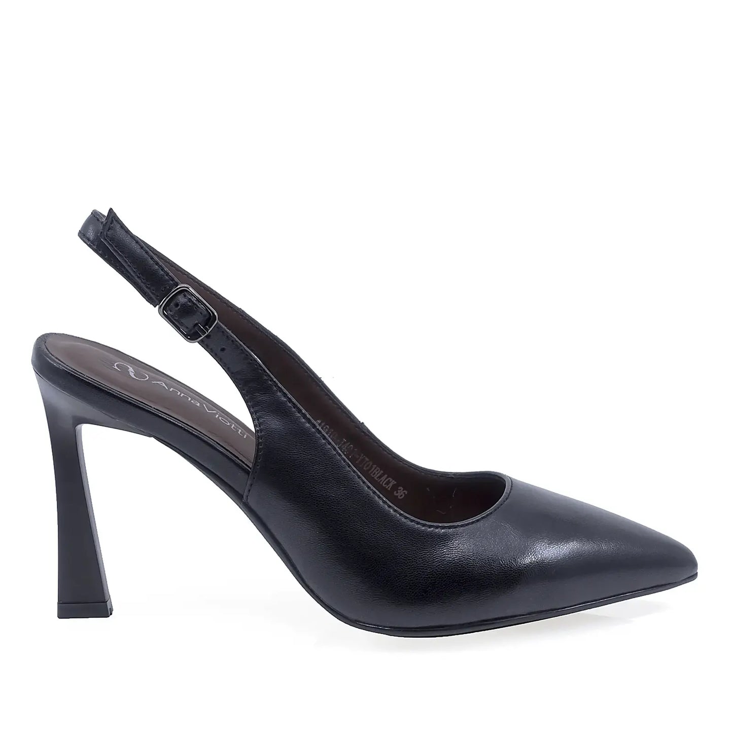 Pantofi damă eleganți Anna Viotti negri piele naturală lateral dreapta