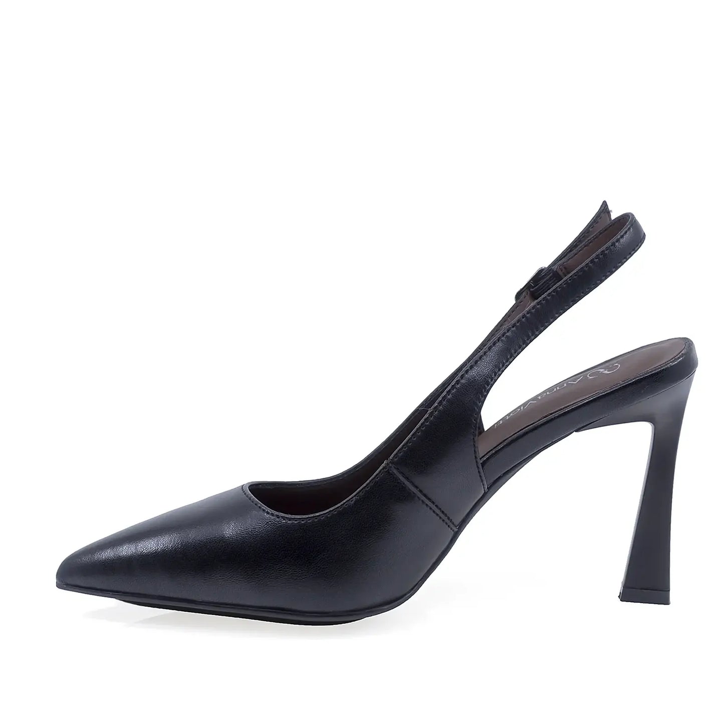 Pantofi damă eleganți Anna Viotti negri piele naturală lateral stanga