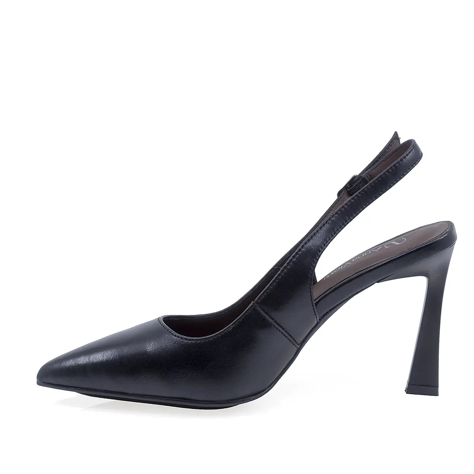 Pantofi damă eleganți Anna Viotti negri piele naturală lateral stanga