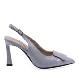 Pantofi damă eleganți Anna Viotti gri piele lăcuită lateral dreapta