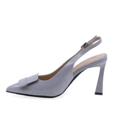 Pantofi damă eleganți Anna Viotti gri piele lăcuită lateral stânga