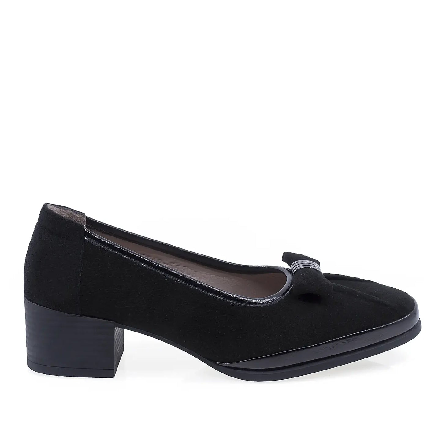 Pantofi damă casual Anna Viotti negri piele întoarsă lateral dreapta
