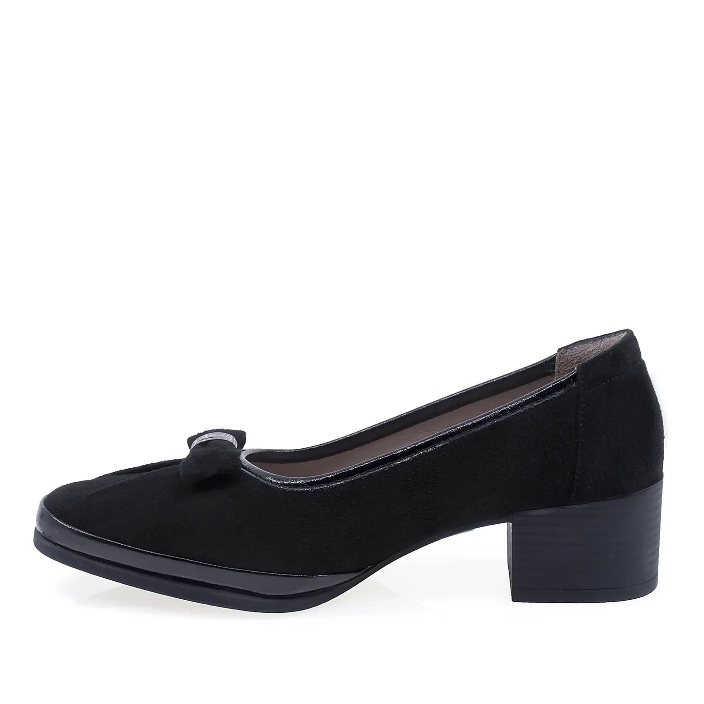 Pantofi damă casual Anna Viotti negri piele întoarsă lateral stânga