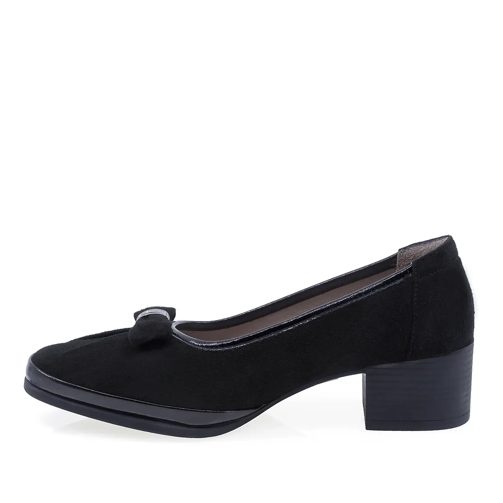 Pantofi damă casual Anna Viotti negri piele întoarsă lateral stânga