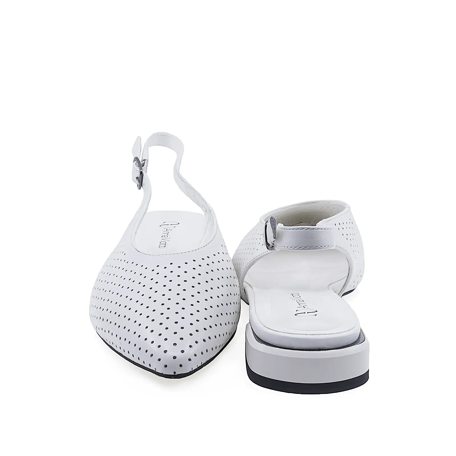 Balerini eleganți albi, vedere din spate – design decupat pentru un look fresh și aerisit