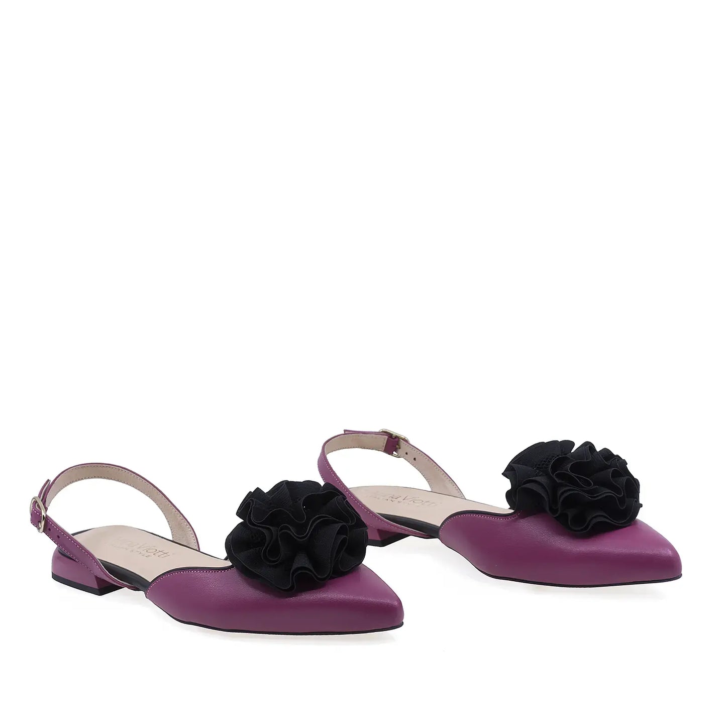 Balerini dama Anna Viotti D2840 fucsia din piele naturala, vedere din fata