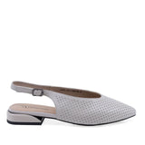 Balerini damă eleganți Anna Viotti din piele naturală crem, cu toc de 3 cm, vedere lateral dreapta, design confortabil și versatil