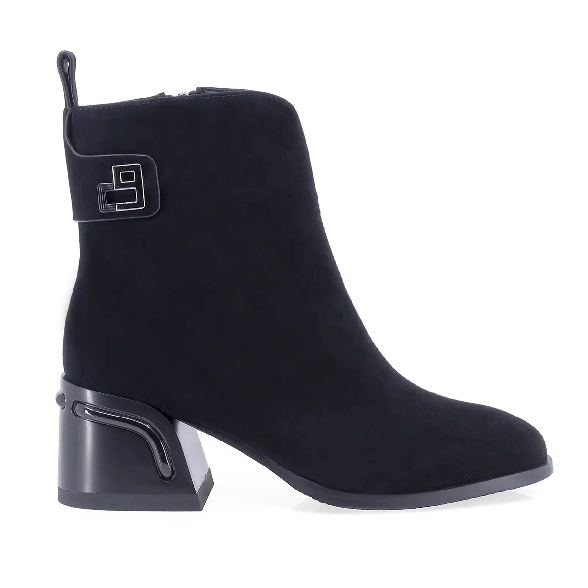 Botine dama elegante Anna Viotti piele intoarsa D123-J5.5-A2722-830-Y36 negre