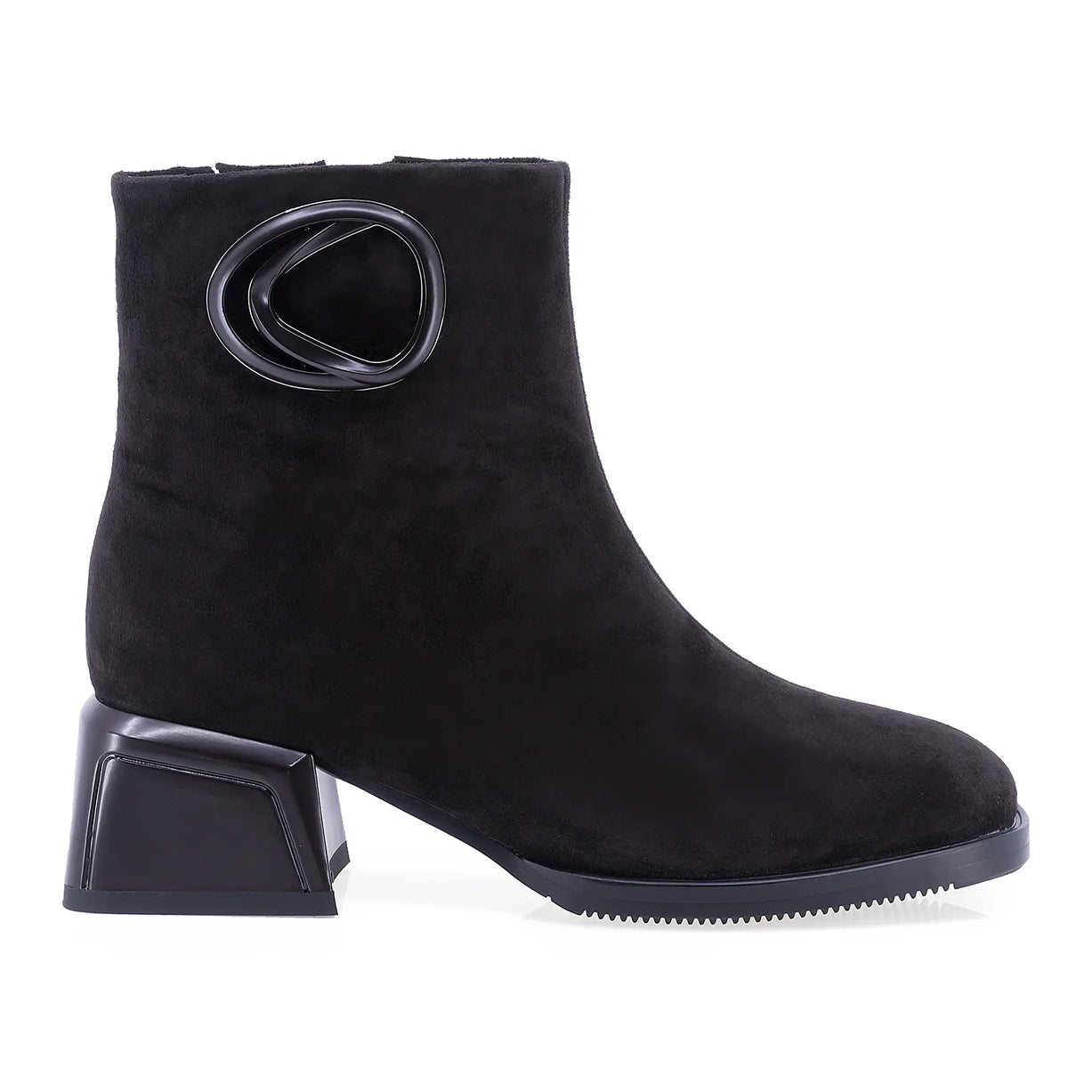 Botine dama elegante Anna Viotti piele intoarsa D123-J5A2721-700-H802 maro