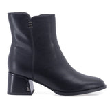 Botine dama elegante Anna Viotti D106-8B207-RH2057V-HA negre, din piele naturala box, cu varf rotund, fermoar si toc gros de 5 cm.