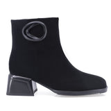 Botine dama elegante Anna Viotti piele intoarsa D123-J5A2721-700-Y36 negre