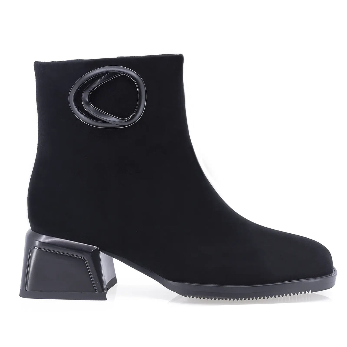 Botine dama elegante Anna Viotti piele intoarsa D123-J5A2721-700-Y36 negre