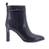 Botine dama elegante Anna Viotti D106-HW060-L671R negre din piele naturala box, cu varf ascutit si toc lat de 9 cm.