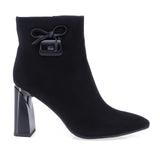 Botine dama elegante Anna Viotti D106-8B556-RS701P-A-BLACK negre, din piele naturala intoarsa, cu varf rotund si toc lat de 5,5 cm.