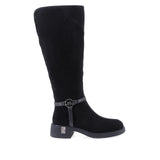 Cizme dama casual Anna Viotti D125-5J205-R05 negre din piele naturala intoarsa, cu captuseala pufoasa, fermoar lateral si insertie elastica la spate.