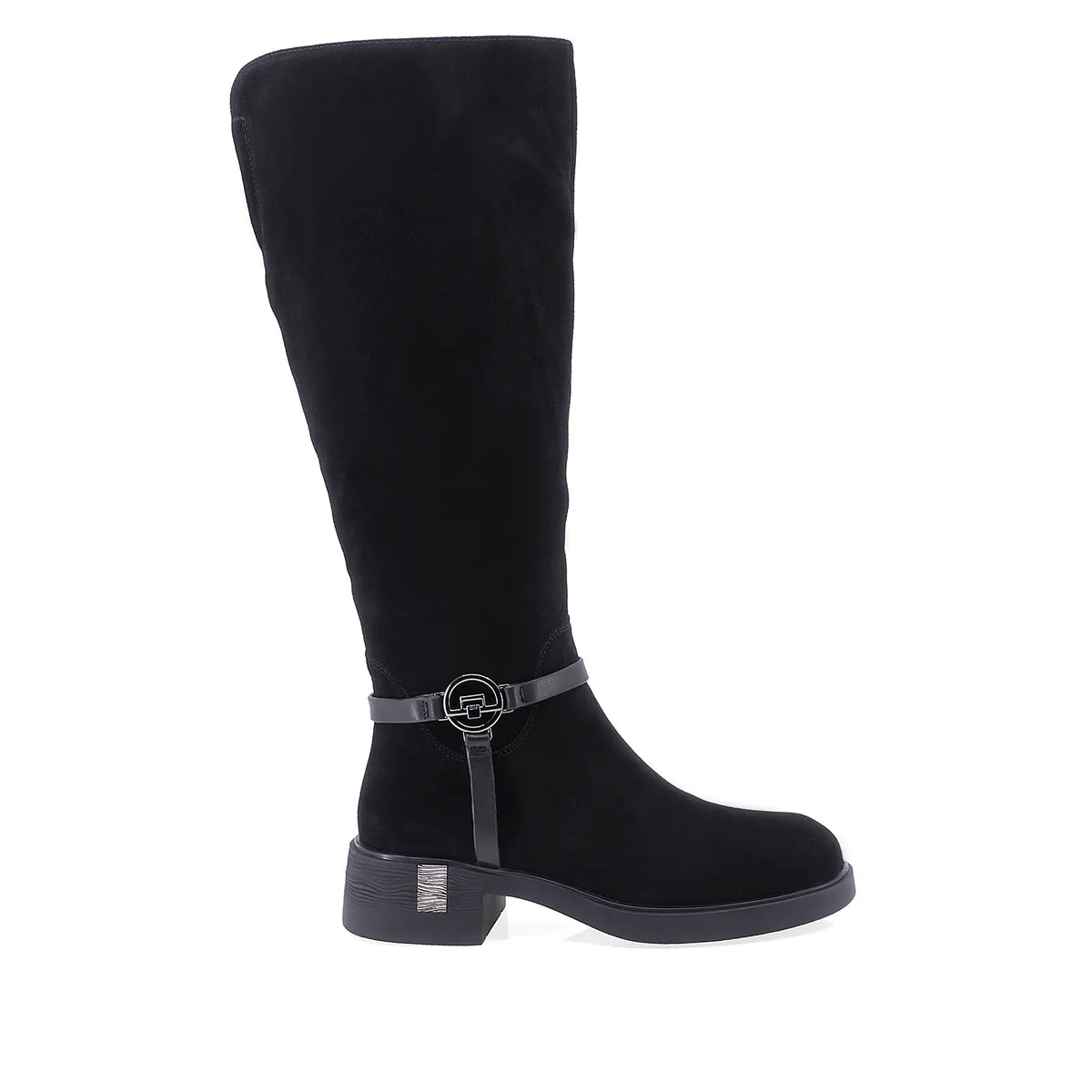 Cizme dama casual Anna Viotti D125-5J205-R05 negre din piele naturala intoarsa, cu captuseala pufoasa, fermoar lateral si insertie elastica la spate.
