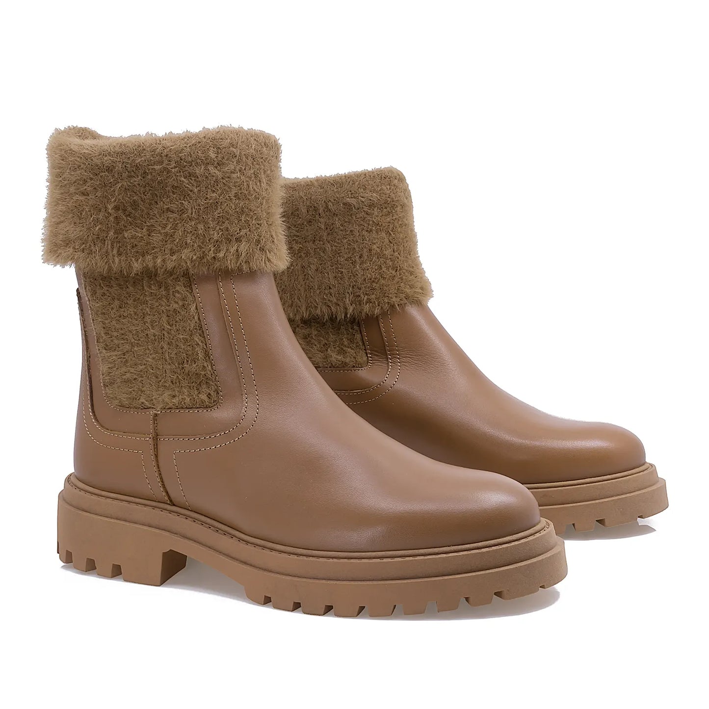 Ghete dama Anna Viotti din piele naturala D 15-1074 coniac