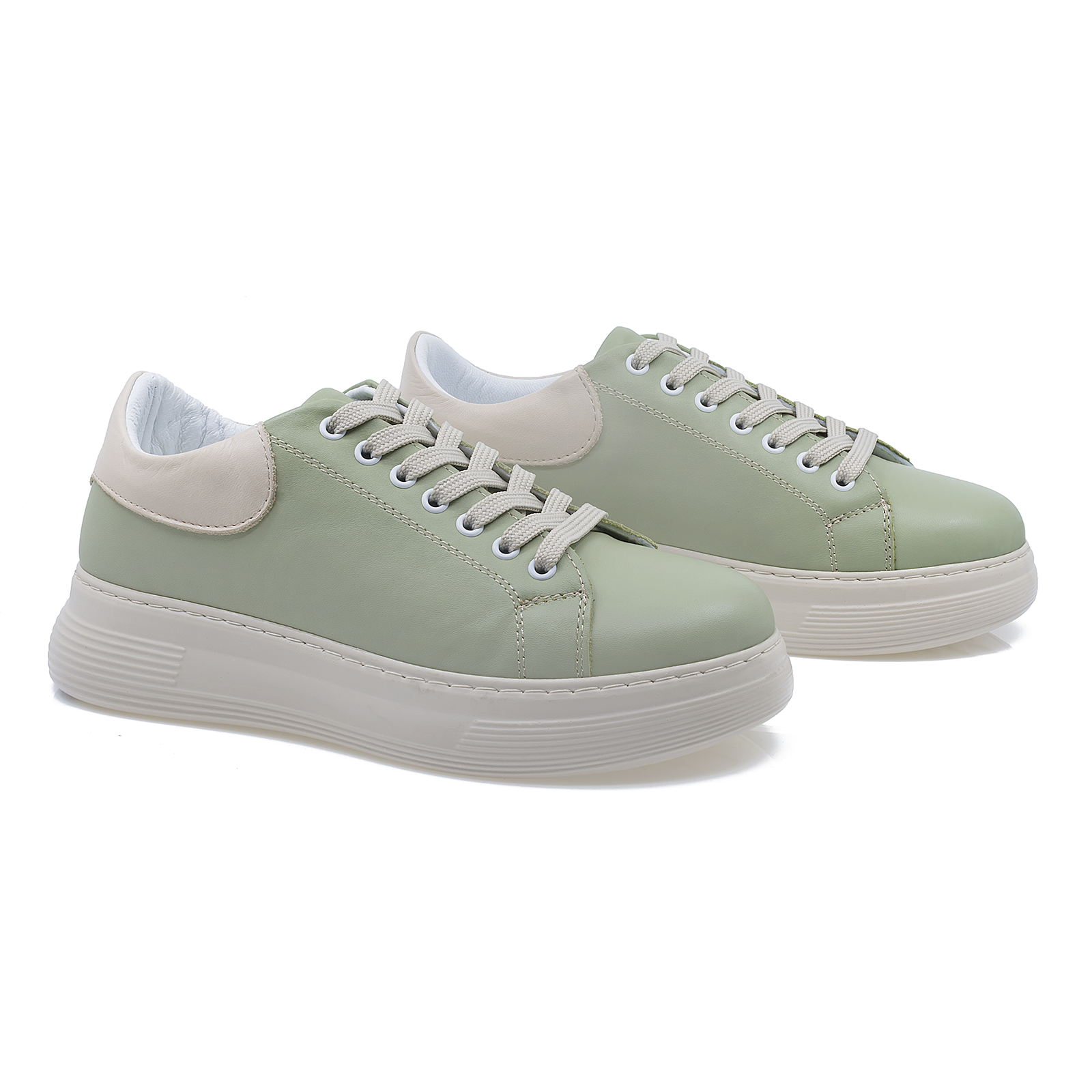 Pantofi dama Anna Viotti din piele naturala D16-450 avocado-bej