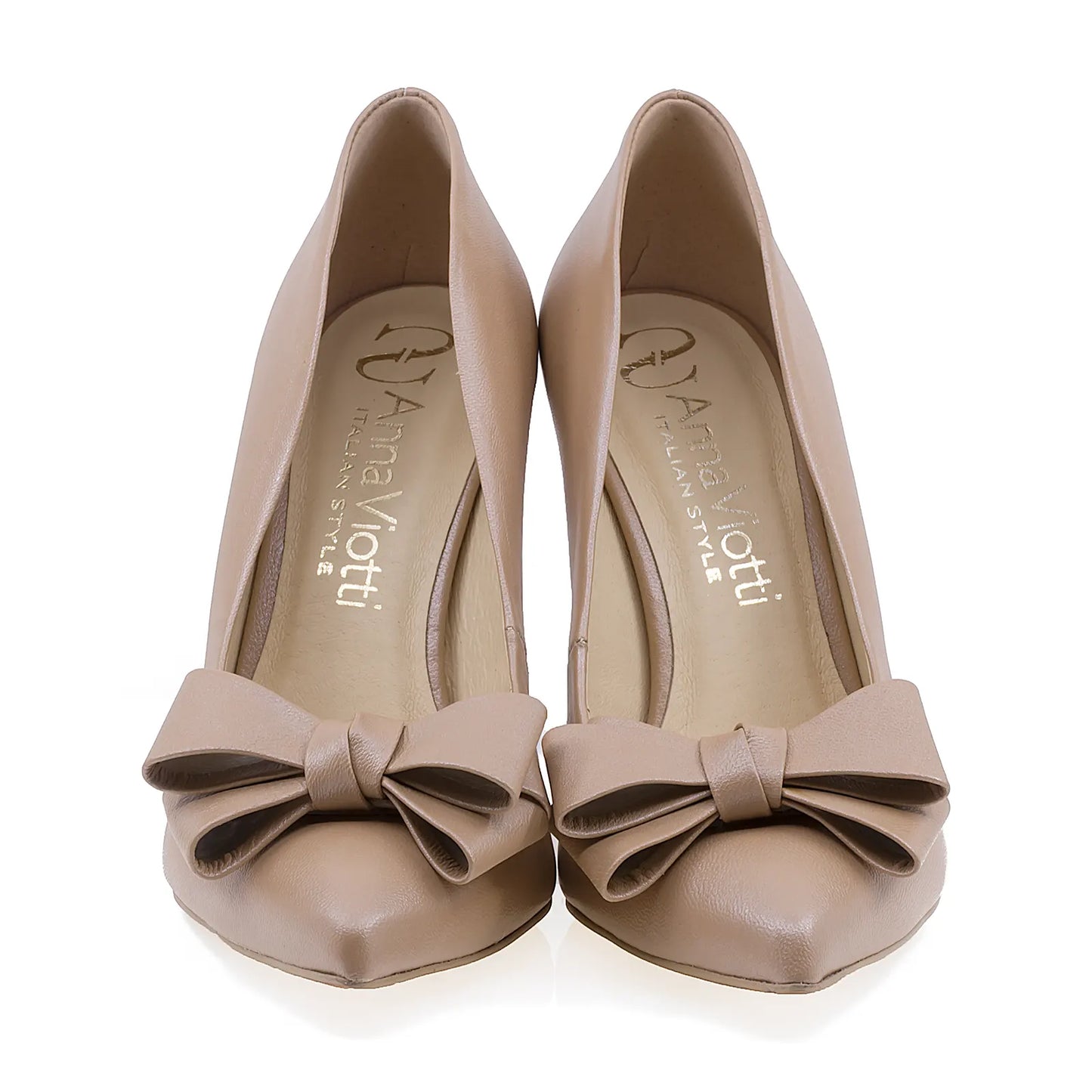 Pantofi dama eleganti Anna Viotti din piele naturala D1890 bej-3