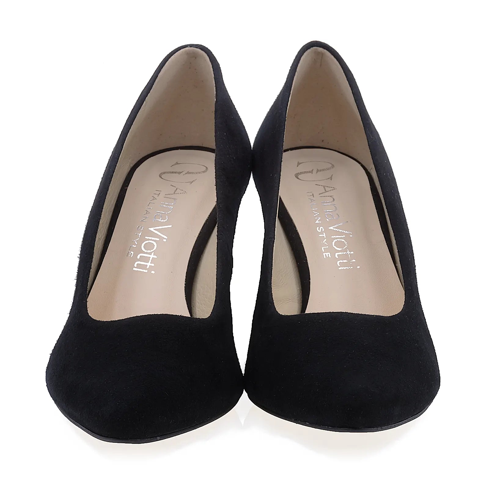 Pantofi dama eleganti Anna Viotti din piele intoarsa D2208 negru-3