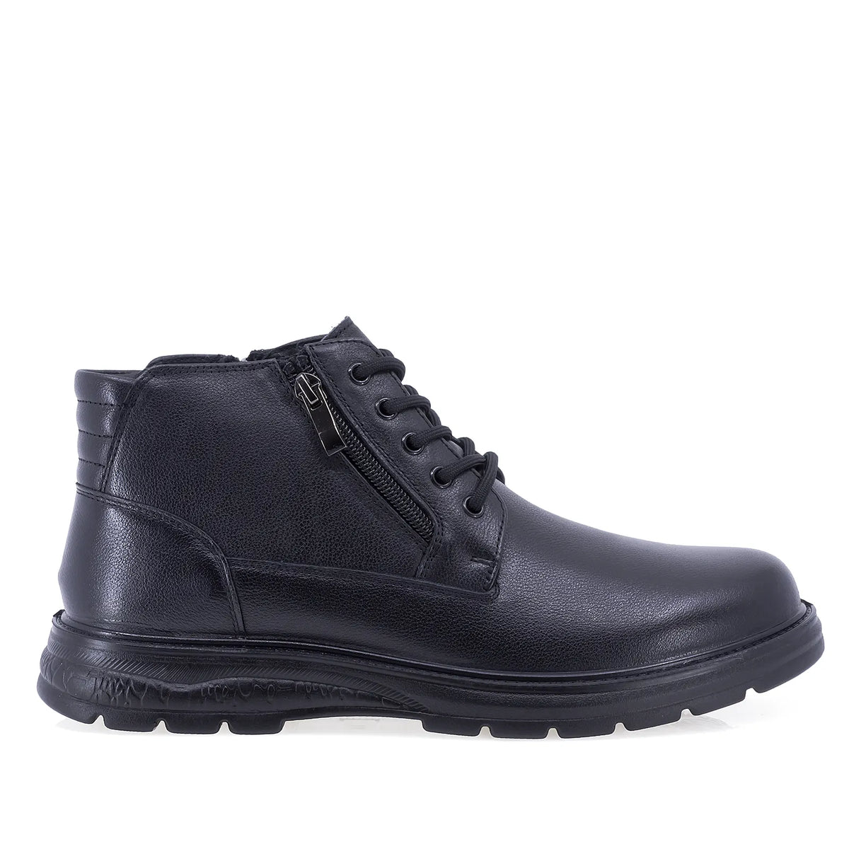 Ghete barbati casual Goretti B111-D7701 negre, din piele naturala box de vitel, cu captuseala pufoasa, siret si fermoar.