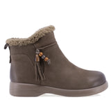 Ghete dama casual Anna Viotti D111-5E52767-107 kaki, din piele naturala nubuc, cu interior din blanita, fermoar si talpa turnata din poliuretan.