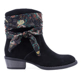 Ghete dama casual Anna Viotti D115-66100-01R negre, din piele naturala intoarsa, cu fermoar, design de inspiratie western si toc gros de 4 cm.