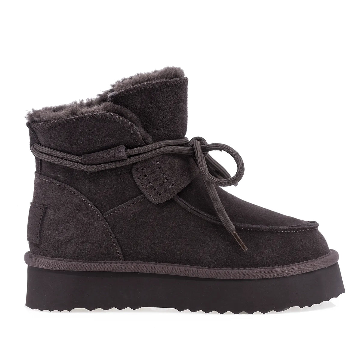 Ghete dama casual Anna Viotti D121-DS4256C maro, din piele naturala intoarsa, stil UGG, cu interior pufos si talpa inalta din poliuretan.