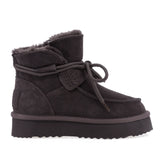 Ghete dama casual Anna Viotti D121-DS4256C maro, din piele naturala intoarsa, stil UGG, cu interior pufos si talpa inalta din poliuretan.