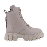 Ghete dama casual Anna Viotti D44-4614 bej, din piele naturala box de vitel, cu siret, fermoar si talpa din PVC.
