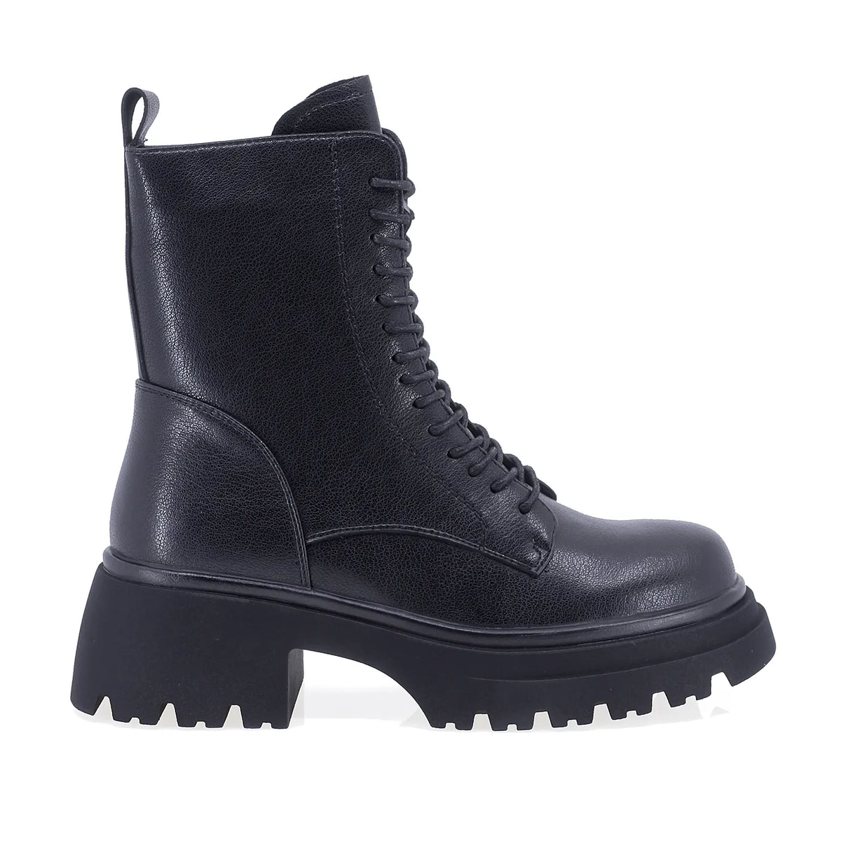 Ghete dama casual Anna Viotti D106-F12610-A1496-1 negre, din piele naturala box, tip bocanc inalt, cu sireturi si fermoar.