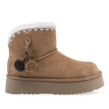 Ghete dama casual Anna Viotti piele intoarsa D121-DS5382A camel