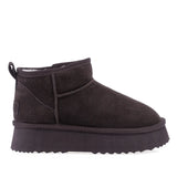 Ghete dama casual Anna Viotti D113-MORES DB MINI maro, din piele naturala intoarsa, cu interior din blana sintetica, stil UGG si talpa din PVC.