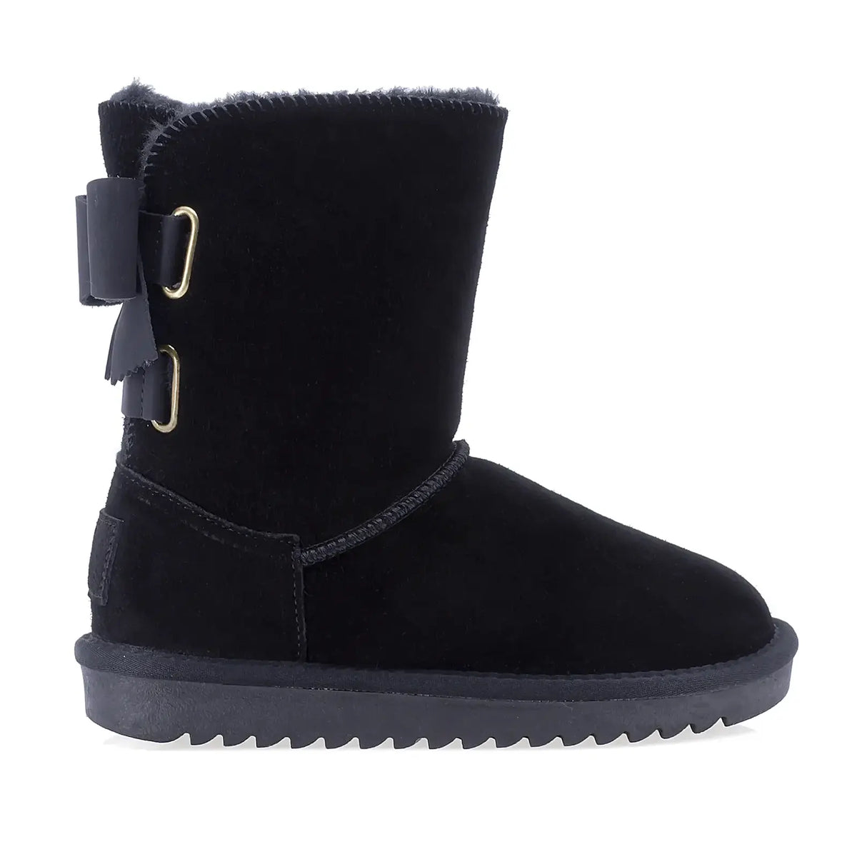 Ghete dama casual Anna Viotti D121-DS5254 negre, din piele naturala intoarsa, cu interior din blana sintetica, stil UGG si talpa PVC.