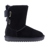 Ghete dama casual Anna Viotti D121-DS5254 negre, din piele naturala intoarsa, cu interior din blana sintetica, stil UGG si talpa PVC.