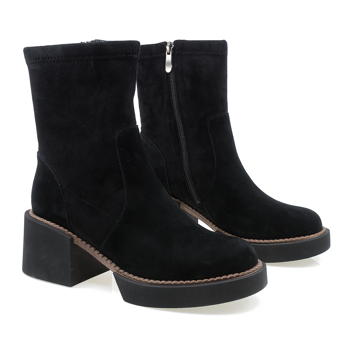 Ghete dama Feeling din piele naturala DMH003-2364 NEGRU VELUR