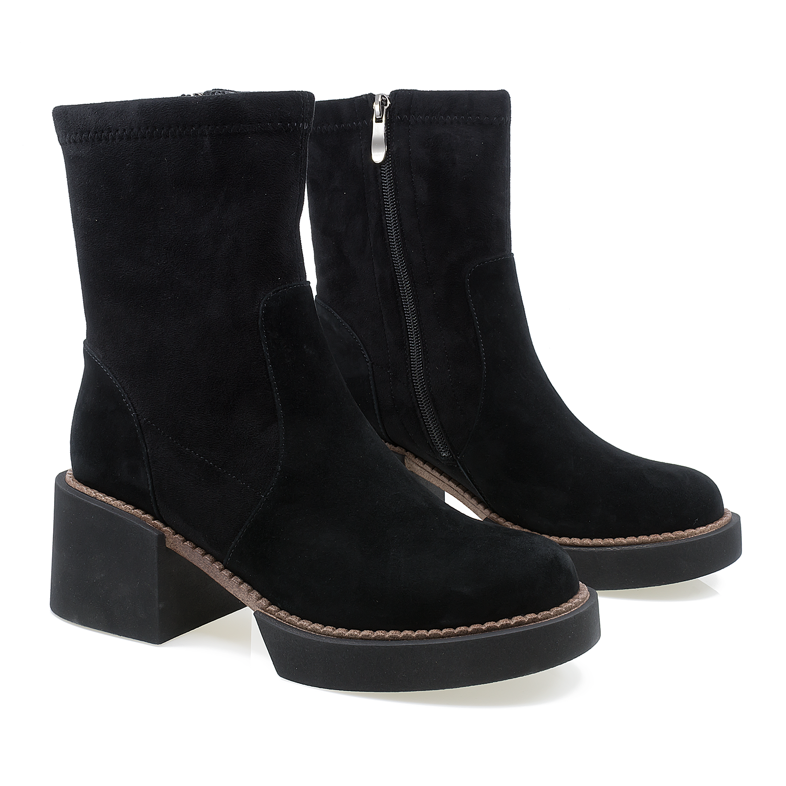 Ghete dama Feeling din piele naturala DMH003-2364 NEGRU VELUR