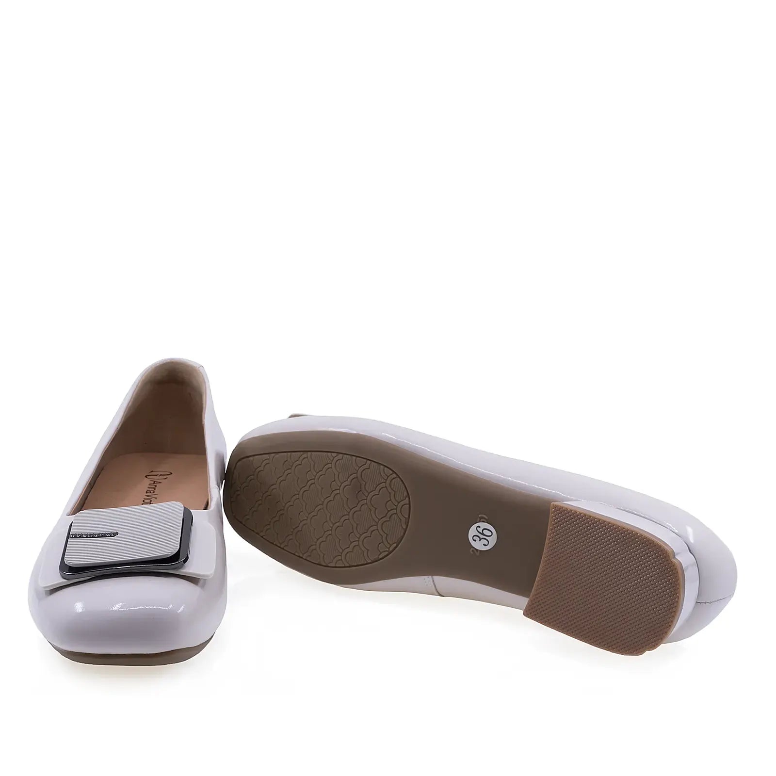 Pantofi eleganti Anna Viotti bej vedere din spate, toc 4 cm stabil si confortabil