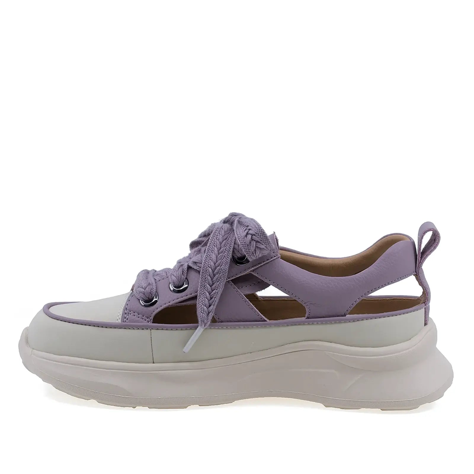 Pantofi dama Anna Viotti mov piele naturala, vedere laterala stanga, stil casual