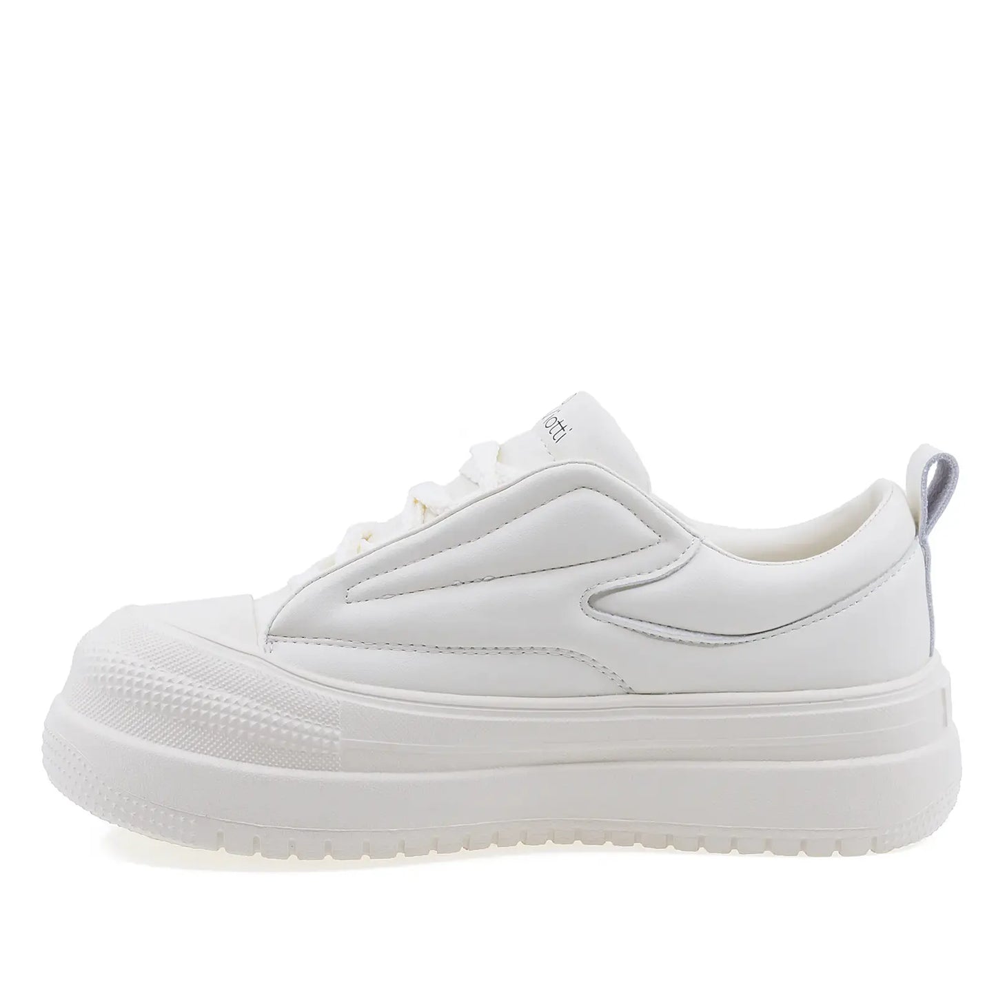 Pantofi dama Anna Viotti albi piele naturala, vedere laterala stanga, design modern casual