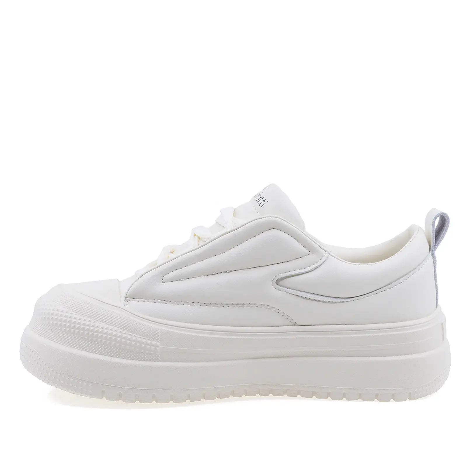 Pantofi dama Anna Viotti albi piele naturala, vedere laterala stanga, design modern casual