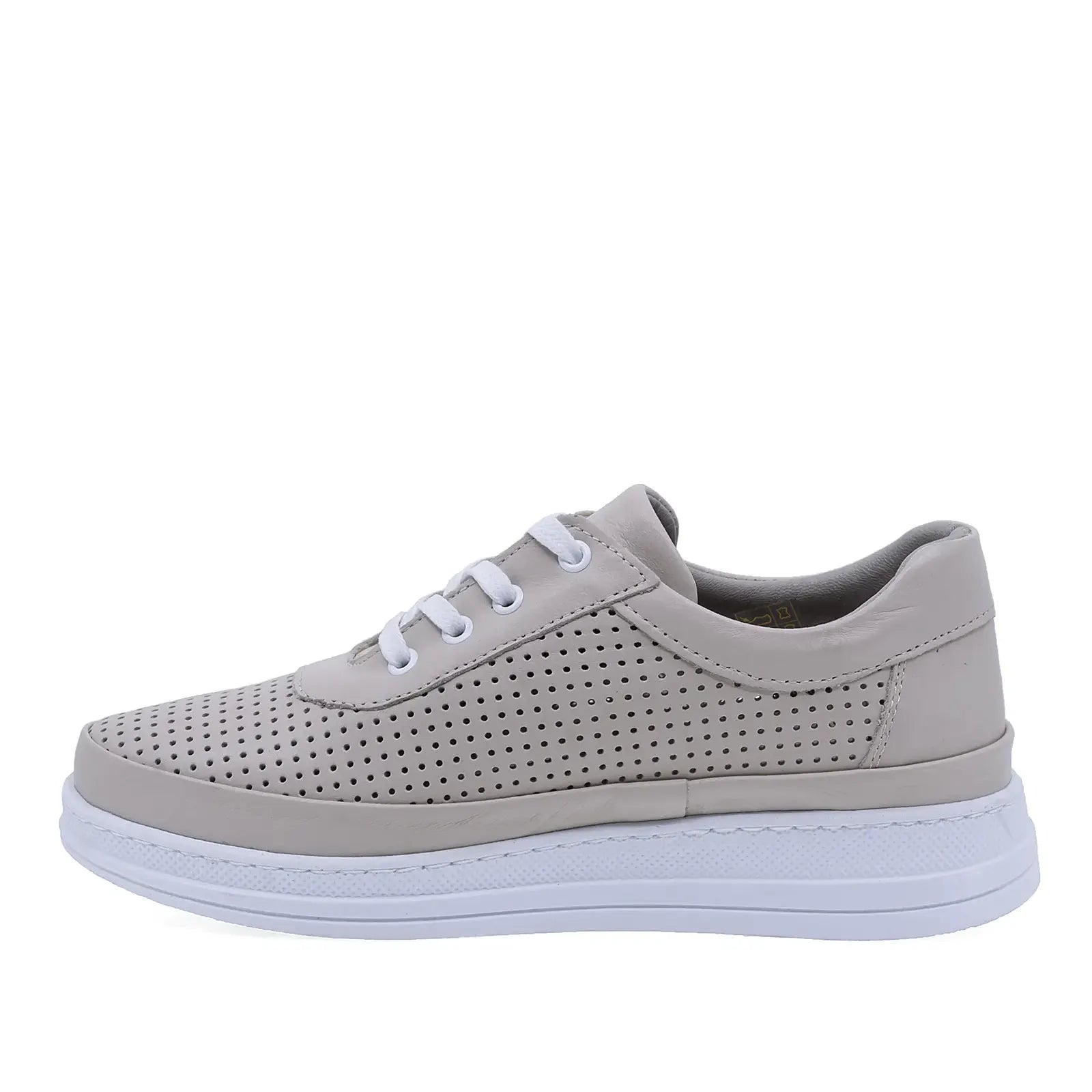 Pantofi casual dama Anna Viotti gri, piele naturala, vedere laterala stanga