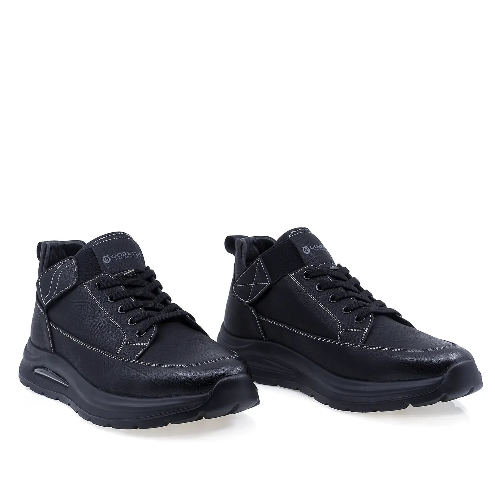 Pantofi barbati casual Goretti B111-LD7337 negri din piele naturala nabuc, vedere din fata